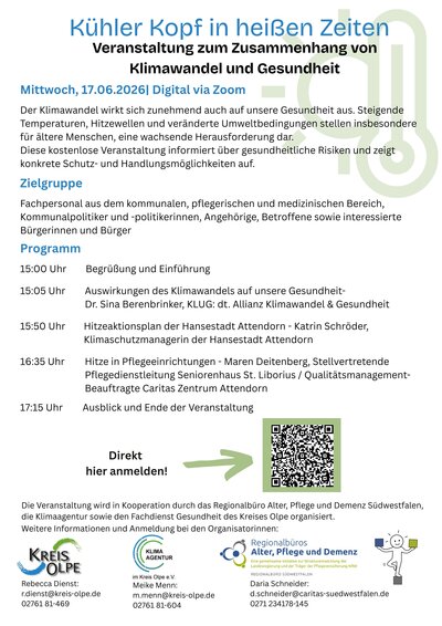 K�hler Kopf in hei�en Zeiten - Veranstaltung zum Zusammenhang von Klimawandel und Gesundheit